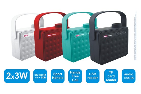 M-70 BT - głośnik Bluetooth 3.0 +EDR z radiem FM, czytnik kart TF micro SD, USB, Hands Free, uchwyt radia przenośnego w stylu lat 70'tych, w 4 kolorach 