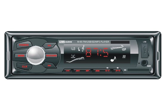 M 65 - radio odtwarzacz samochodowy USB/SD-MMC/FM z ekranem LED, port USB, czytnik kart SD/MMC, wejście Aux-in, wyjście 2xRCA 