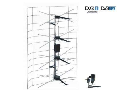 ANTV 25 - Aktywna antena szerokopasmowa TV DVB-T2 / ze wzmacniaczem / w zestawie zasilacz antenowy