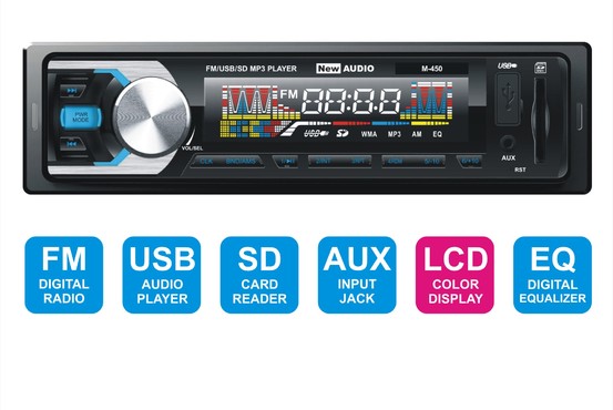 M-450 - radio odtwarzacz samochodowy USB/SD/FM z ekranem kolorowym LCD, port USB, czytnik kart SD/MMC