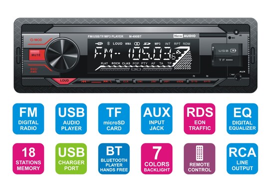 M-490BT - M-490BT radio samochodowe Bluetooth RDS USB SD FM AUX